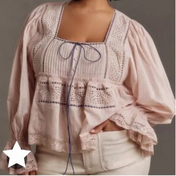 Anthropologie Blouse Pink Cotton size S - Picture 1 of 6